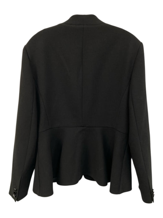 L.K. Bennett Size 14 Black Wool Blend slit pockets Collarless Jacket Black / 14
