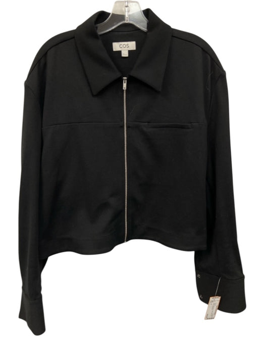 COS Size L Black Cotton Blend Collar snap cuffs Full Zip Jacket Black / L