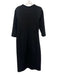 Lafayette 148 Size 14 Black Viscose Blend High Neck 3/4 Sleeve Midi Dress Black / 14