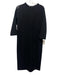 Lafayette 148 Size 14 Black Viscose Blend High Neck 3/4 Sleeve Midi Dress Black / 14