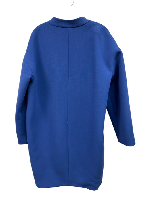 Lafayette 148 Size M Deep Blue Virgin Wool Mock Collar Oversized Button Coat Deep Blue / M