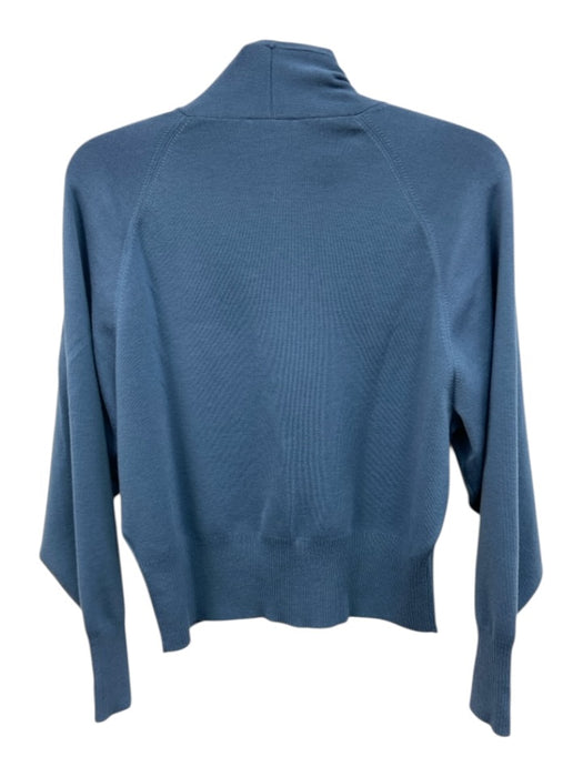 COS Size L Slate Blue Wool Blend V Neck Ribbed Button Up Cardigan Slate Blue / L