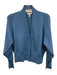 COS Size L Slate Blue Wool Blend V Neck Ribbed Button Up Cardigan Slate Blue / L