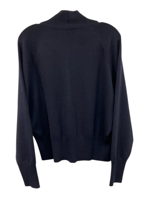 COS Size L Navy Blue Wool Blend V Neck Ribbed Button Up Cardigan Navy Blue / L