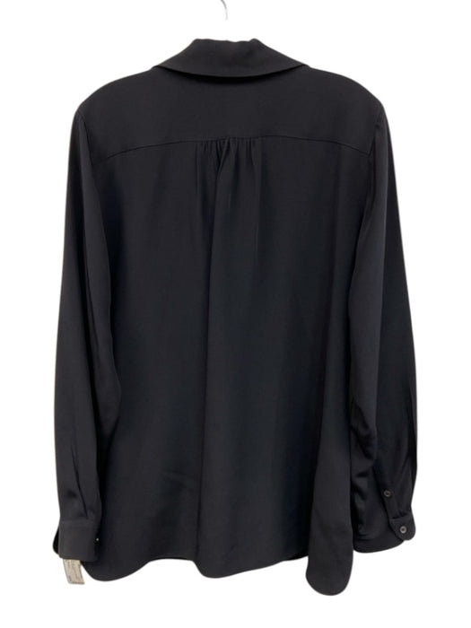 Ann Mashburn Size XL Black Silk Long Sleeve Half Button Collar Top Black / XL