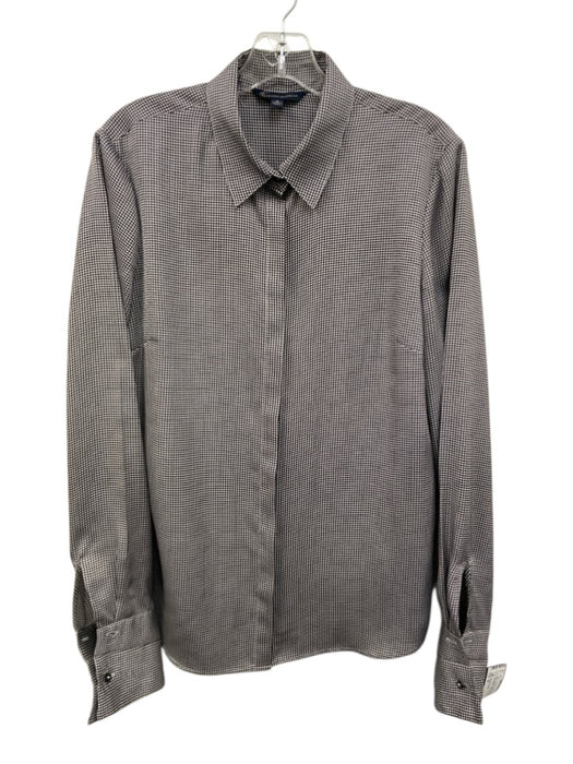 Brooks Brothers Size 14 Black & White Polyester Long Sleeve Houndstooth Top Black & White / 14