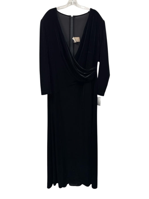 Tadashi Collection Too Size 16 Black Polyester Long Sleeve Velvet Wrap Top Gown Black / 16