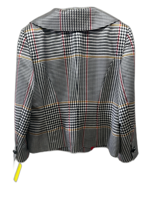 Escada Size 46 Black, White, Multi Wool & Silk Houndstooth Long Sleeve Jacket Black, White, Multi / 46
