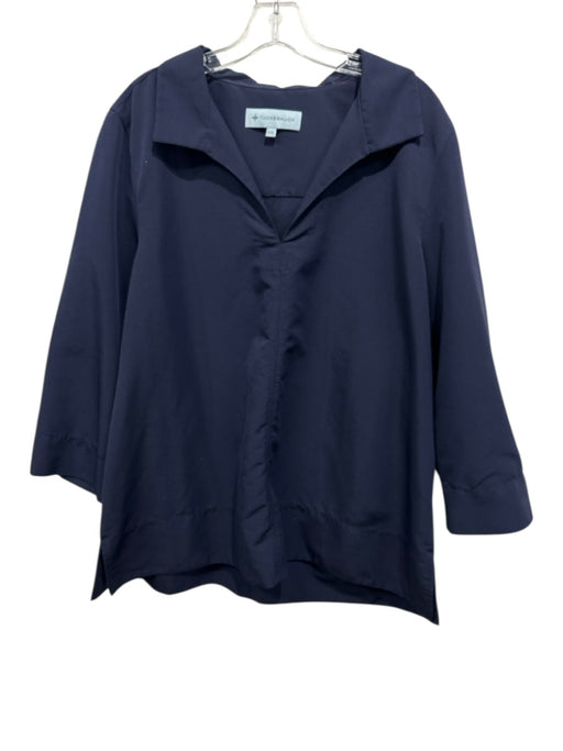 Tuckernuck Size XXL Dark Navy Polyester Long Sleeve Split Neck Collar Top Dark Navy / XXL