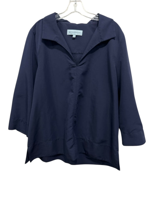 Tuckernuck Size XXL Dark Navy Polyester Long Sleeve Split Neck Collar Top Dark Navy / XXL