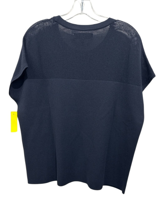 Rag & Bone Size L Black Nylon Short Sleeve Mesh Detail Fabric Block Top Black / L