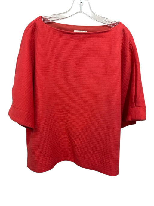 Ann Mashburn Size L Red Cotton & Polyamide Short Sleeve Wide Neck Crop Top Red / L