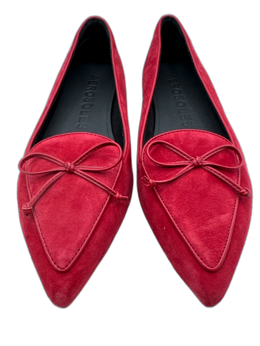 Aerosoles Shoe Size 12 Maroon Red Leather Pointed Toe Slip On Bow Detail Flats Maroon Red / 12