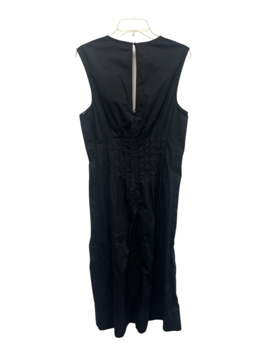 Maeve Size L Black Cotton Sleeveless Pleats Maxi V Neck Dress Black / L