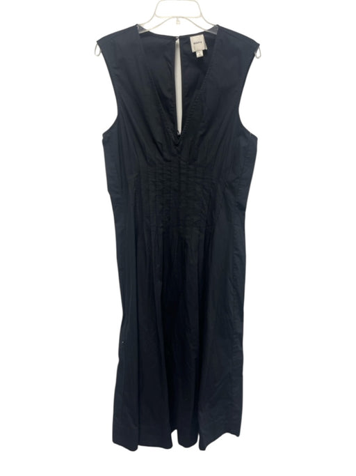 Maeve Size L Black Cotton Sleeveless Pleats Maxi V Neck Dress Black / L