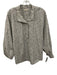 Ann Mashburn Size XL Gray & White Cotton Long Sleeve Floral Half Button Top Gray & White / XL