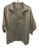 Emily McCarthy Size Large Gold & Beige Linen Short Sleeve Shimmer V Neck Top Gold & Beige / Large