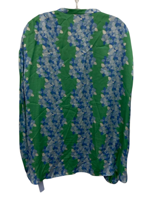 Emily McCarthy Size Large Green & Blue Viscose Blend Long Sleeve Floral Top Green & Blue / Large