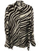 COS Size 44 Brown & White Long Sleeve Animal Print Button Front Satin Top Brown & White / 44