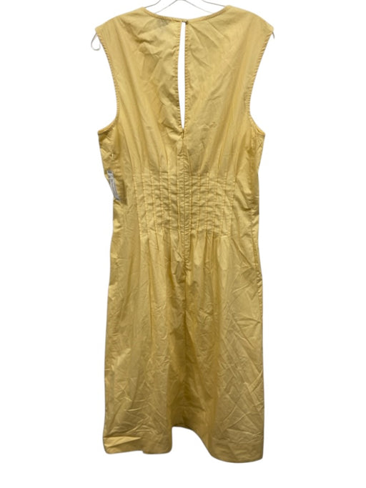 Maeve Size Large Butter Yellow Cotton Sleeveless Pleated Pintuck Maxi Dress Butter Yellow / Large