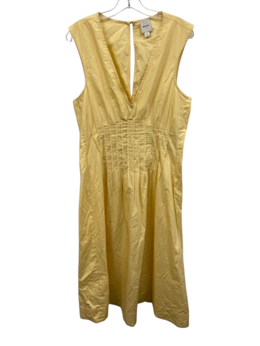 Maeve Size Large Butter Yellow Cotton Sleeveless Pleated Pintuck Maxi Dress Butter Yellow / Large
