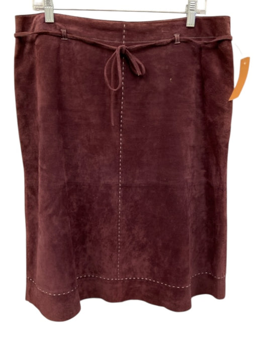New Frontier Size 14 Mauve Purple Leather Suede Stitch Detail Tie Waist Skirt Mauve Purple / 14