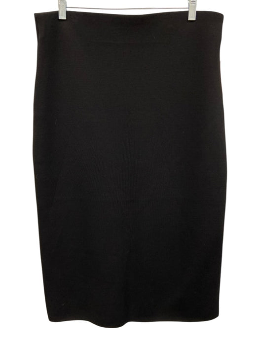 COS Size L Black Wool Blend Back Slit Elastic Waist Below knee Skirt Black / L