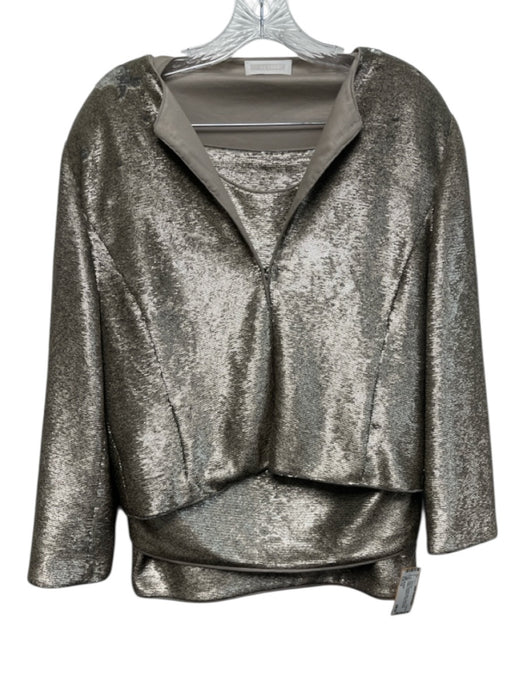 St Emile Size 12 Beige Polyamide Blend Hook & Eye Sequin Collarless Skirt Set Beige / 12