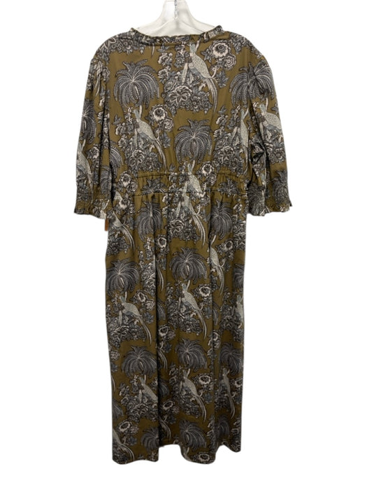 Spartina Size XXL Green, Blue, White Cotton Blend Drawstring Waist Midi Dress Green, Blue, White / XXL