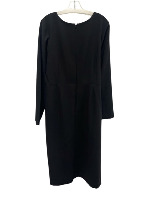 Nordstrom Size XXL Black Polyester Blend V Neck Front Slit Midi Dress Black / XXL