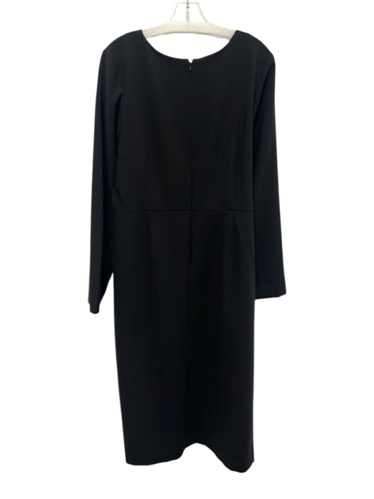 Nordstrom Size XXL Black Polyester Blend V Neck Front Slit Midi Dress Black / XXL