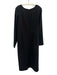 Nordstrom Size XXL Black Polyester Blend V Neck Front Slit Midi Dress Black / XXL