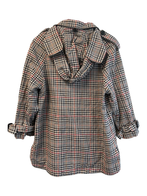 Zara Size XS Beige Blue Red Orange Cotton Detachable Hood Button Down Plaid Coat Beige Blue Red Orange / XS