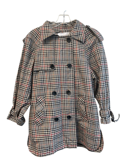 Zara Size XS Beige Blue Red Orange Cotton Detachable Hood Button Down Plaid Coat Beige Blue Red Orange / XS