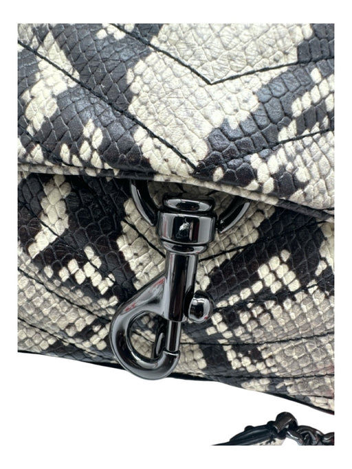 Rebecca Minkoff Cream & Black Embossed Leather Snake Embossed Crossbody Bag Cream & Black / Medium