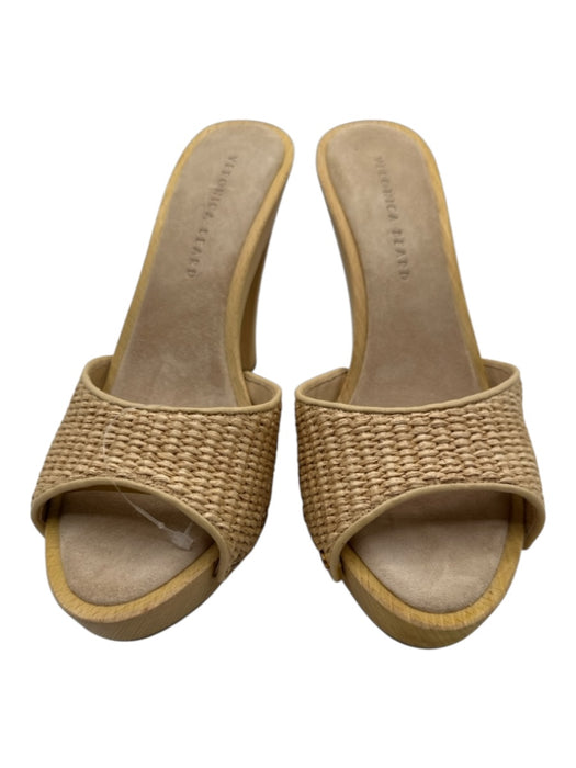 Veronica Beard Shoe Size 10 Beige Raffia Wooden Sole Peep Toe Sandals Beige / 10