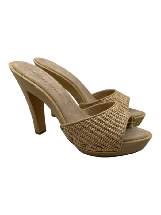 Veronica Beard Shoe Size 10 Beige Raffia Wooden Sole Peep Toe Sandals Beige / 10