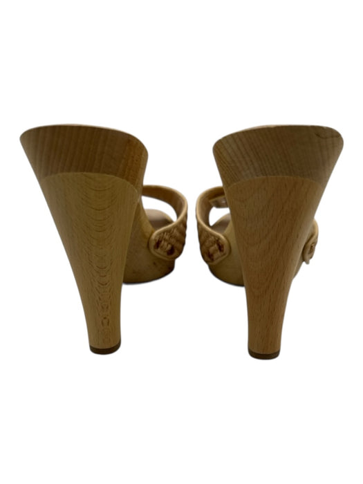 Veronica Beard Shoe Size 10 Beige Raffia Wooden Sole Peep Toe Sandals Beige / 10