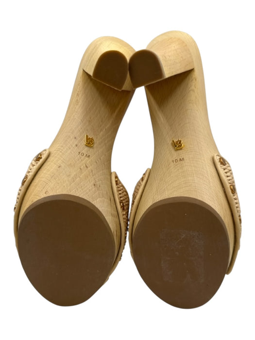 Veronica Beard Shoe Size 10 Beige Raffia Wooden Sole Peep Toe Sandals Beige / 10