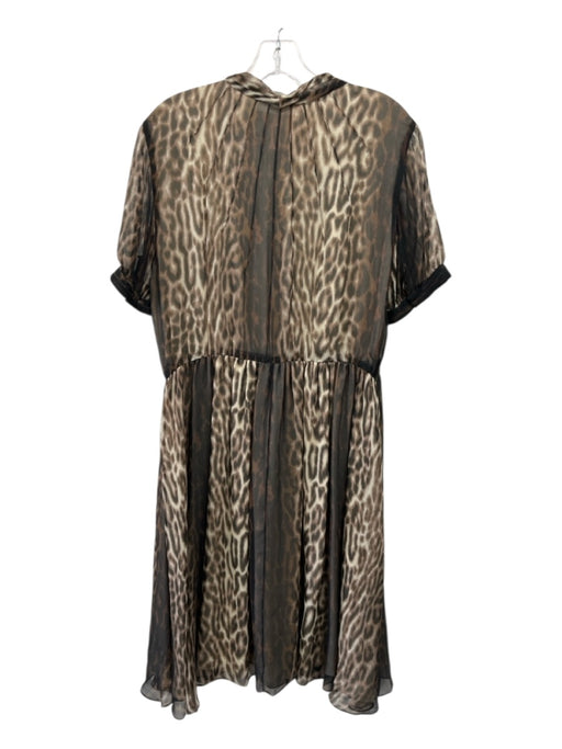 Jason Wu Size 6 Brown & Tan Silk V Neck Button Front Tie Detail Dress Brown & Tan / 6