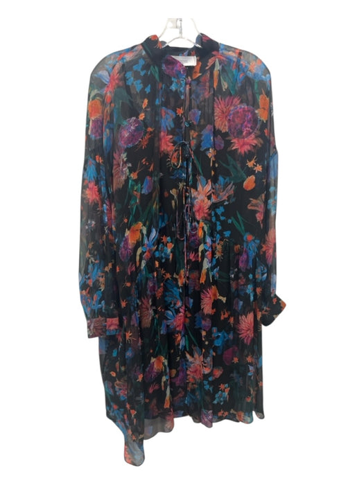 IRO Size 40 Black & Multi Missing Fabric Abstract Floral Mesh Overlay Dress Black & Multi / 40