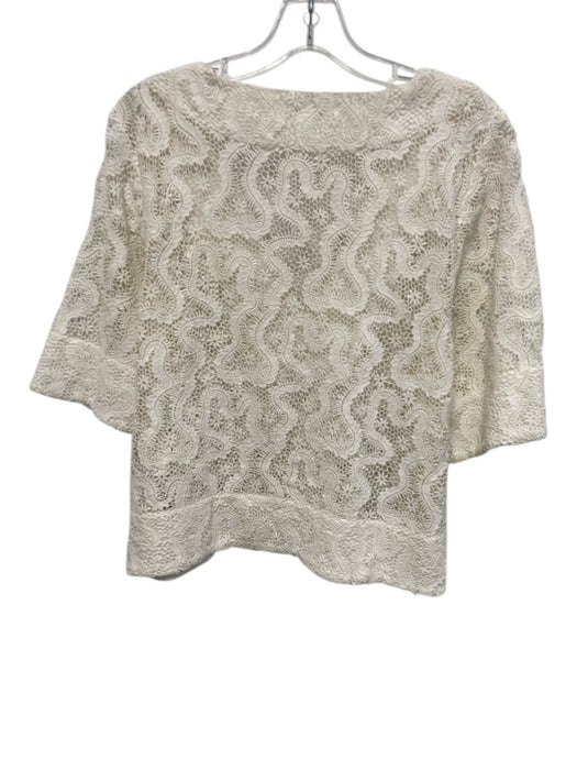 A.L.C. Size 10 White Cotton V Neck Crochet Lace Top White / 10