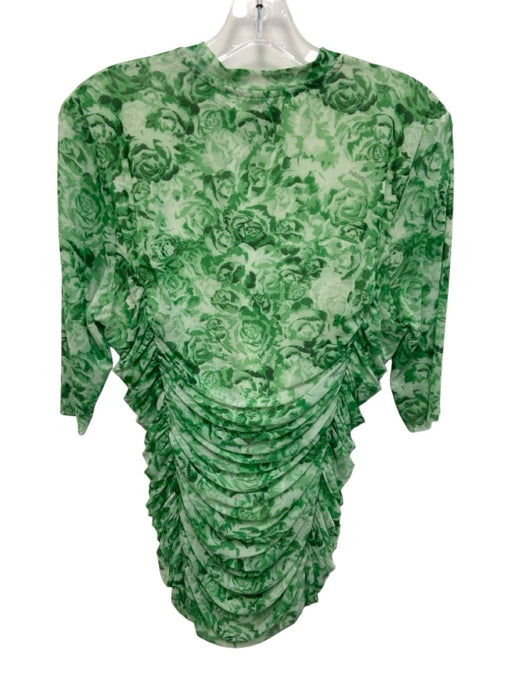 Ganni Size M/L Green Synthetic Ruched Mesh Top Green / M/L