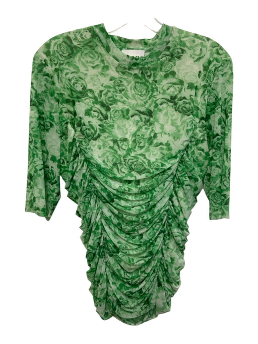 Ganni Size M/L Green Synthetic Ruched Mesh Top Green / M/L