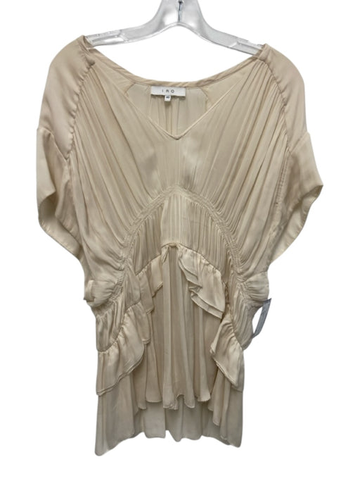 IRO Size 40 Cream Polyester V Neck Ruffle Trim Top Cream / 40