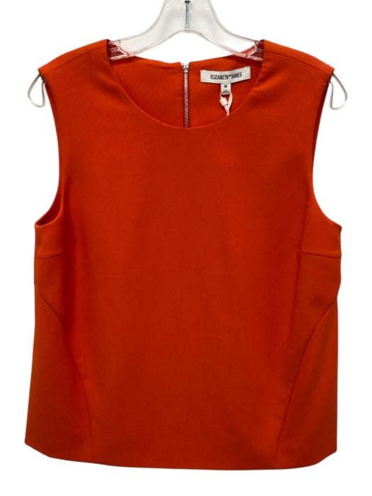 Elizabeth & James Size M Orange Polyester & Viscose Sleeveless Back Zip Top Orange / M