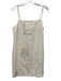 Theory Size 10 Cream & Multi Linen Sleeveless Graphic Print Back Zip Mini Dress Cream & Multi / 10