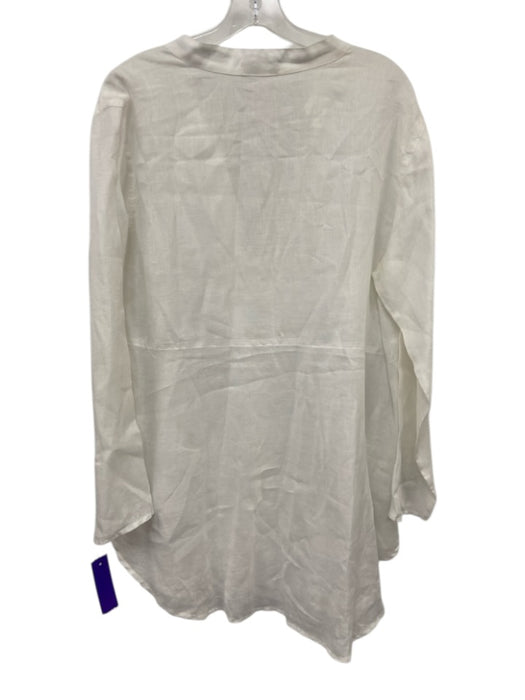 CP Shades Size M White Linen Split V Neck Dress White / M