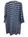 Roberta Roller Rabbit Size L Blue & White Silk Split V Neck All Over Print Dress Blue & White / L