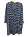 Roberta Roller Rabbit Size L Blue & White Silk Split V Neck All Over Print Dress Blue & White / L